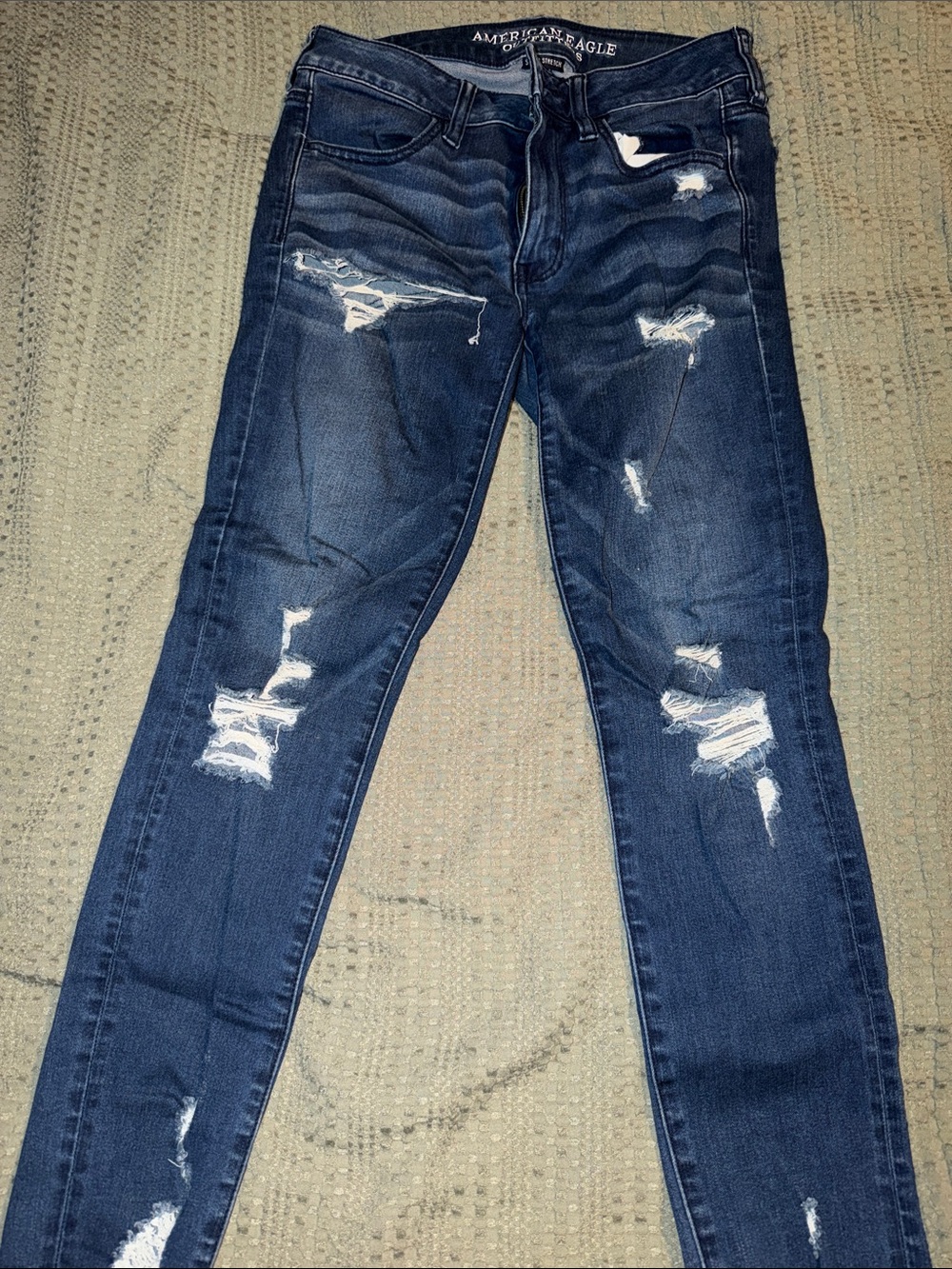 American Eagle Outfitters Navy Blue Ripped Skinny Jeans